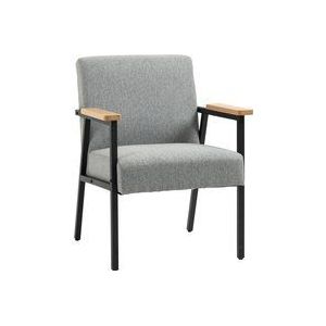 HOMCOM Esszimmerstuhl in Leinenoptik  Relaxsessel, Ohrensessel, Loungesessel, Grau, 64,5x70x83,5cm  Aosom