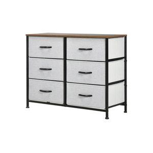 HOMCOM Kommode Sideboard mit 6 klappbaren Stoffschubladen, Mehrzweckschrank mit Arbeitsplatte, Grau für Wohnzimmer & Schlafzimmer  Aosom.de