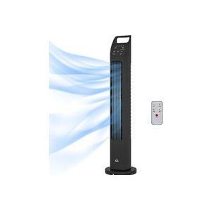 HOMCOM Turmventilator, Standventilator mit 3 Modi, Fernbedienung, 50W Ventilator mit 4H Timer, 75° Oszillation, für Schlafzimmer, Schwarz  Aosom