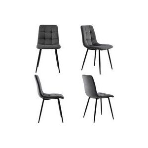 Esstisch stühle, Set aus 4 gepolsterten küchenstühle, Ergonomisches Design, Robuste Metallbeine, Einfache Montage, bis 150 kg, 44x46x86 cm, Grau