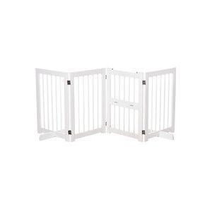 PawHut Hunde Absperrgitter Türschutzgitter klappbar mit 2 Stützfüßen 4 Stück Kiefer Weiß 215x38x75cm für sicheren Bereich  Aosom.de