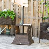 Outsunny Gartentisch Beistelltisch Sonnenschirmständer 54 x 54 x 55 cm aus Polyrattan in Braun, ideal für Gartenmöbel und Terrasse  Aosom.de