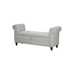 HOMCOM Aufbewahrungsbank Sitzbank Truhe 2-in-1 aus Leinenstoff mit Holzbeinen - 146,5 x 49 x 72 cm - Grau  Aosom