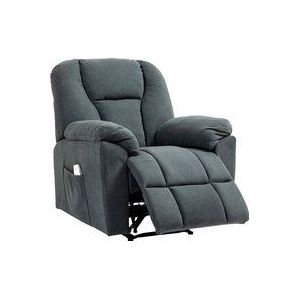 HOMCOM Elektrisch Relaxsessel Fernsehsessel mit Liegefunktion Wärmefunktion Massagesessel mit Seitentasche Liegesessel mit USB-Anschlüsse Taschenfeder für Wohnzimmer Dunkelgrau  Aosom