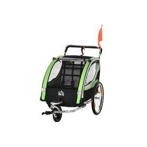 HOMCOM 2 in 1 Kinderanhänger Fahrradanhänger für max. zwei Kinder ab 1,5 Jahren mit 5-Punkt Sicherheitsgurt und 360° drehbar  Aosom.de