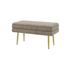 HOMCOM Sitzbank, Polsterbank mit Stauraum, Samtoptik, Bettbank mit Stahlbeine, Schuhbank, Aufbewahrungsbank für Wohnzimmer, Schlafzimmer, Beige, 79,5 x 37,5 x 43 cm  Aosom