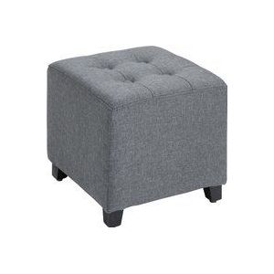 HOMCOM Fußhocker, Quadratischer Sitzhocker, Ottomane mit Leinenoptik, Holzbeine, Fußstütze, Grau, 35 x 35 x 35 cm  Aosom