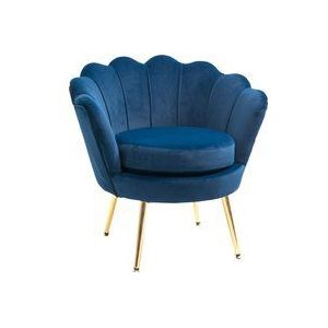 HOMCOM Sessel Polstersessel in Muschelform Relaxsessel mit Metallbeinen, Schminkstuhl mit Samtoptik, für Schlafzimmer Wohnzimmer, Blau  Aosom