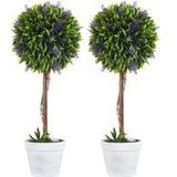 HOMCOM Kunstpflanze Lavendel 2er-Set Künstliche Pflanzen, 60 cm Zimmerpflanze im Topf, Kunstbaum mit Kunstmoos für Indoor, Outdoor  Aosom