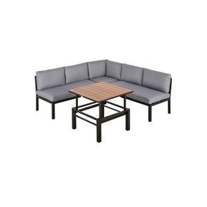 Outsunny Gartengarnitur für 4 Personen Gartenmöbel-Set mit hebbarem Couchtisch Sofa mit Kissen Outdoor Aluminium Grau  Aosom