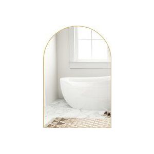 HOMCOM Gewölbter Wandspiegel, Badezimmerspiegel 60 x 90 cm, HD-Definition, mit Aluminiumlegierungsrahmen, für Schlafzimmer, Wohnzimmer, Eingangsbereich, Gold  Aosom