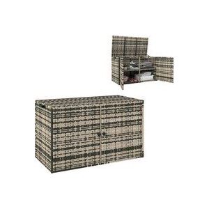 Outsunny Rattan Auflagenbox 350L 2-Ebenne wetterfest Kissenbox mit Deckel Hebestangen Tragegriffe UV-beständig Gartenbox Aufbewahrungsbox Gartentruhe für Garten Terrasse Balkon 118x57x69 cm Mischgrau  Aosom