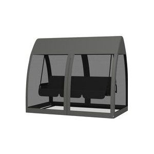 Outsuuny 2 in 1 Hollywoodschaukel mit Liegefunktion 3-Sitzer Gartenschaukel mit Baldachin, Mückennetz, Schaukelbank belast bis 300kg, Gartenliege für Garten, Terrasse, 240 x 140 x 197 cm, Grau  Aosom