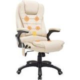 HOMCOM Massagesessel Bürostuhl Chefsessel mit 6-Punkt Vibrationsmassage und Wärmefunktion, drehbar aus Kunstleder in Beige  Aosom.de