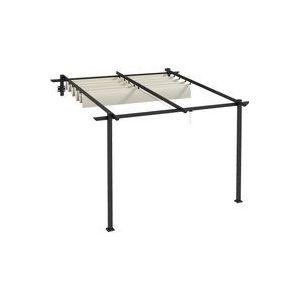 Outsunny Pavillon 3 x 3 m Pergola winddicht, Terrassenüberdachung mit verstellbarem Dach, ideal für Garten & Terrasse, cremefarben  Aosom.de