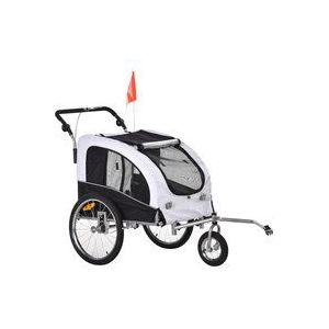 PawHut Hundeanhänger Jogger, Hundeanhänger klappbar, Hunde-Fahrradanhänger, 155 x 83 x 108 cm, Weiß  Aosom.de