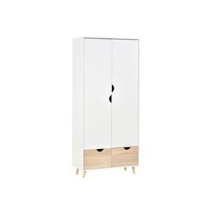 HOMCOM Kleiderschrank Garderobe mit Stange & Schublade 80x40x180 cm in Weiß Natur für Wohnzimmer Schlafzimmer  Aosom.de