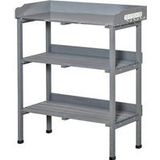 Outsunny Pflanztisch Gärtnertisch Blumentisch mit Metall-Arbeitsfläche und Holz 76x37x89cm ideal für Garten & Balkon  Aosom.de