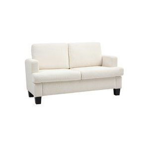 HOMCOM 2-Sitzer-Sofa in Veloursstoff mit Armlehnen, Modernes 2-Sitzer-Sofa mit Holzbeinen und Abnehmbaren und Waschbaren Kissen für Wohnzimmer, Salon, Zuhause und Büro, 138x70x80 cm, Cremeweiß  Aosom