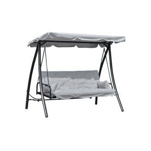 Outsunny Hollywoodschaukel Gartenschaukel Schaukel Schaukelbank mit Liege-Funktion, 3 Sitzer, Metall+Polyester, Weiß, 209 x 114 x 170 cm  Aosom