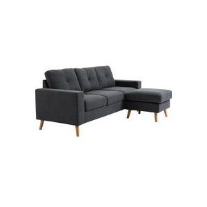 HOMCOM Ecksofa aus Leinenstoff, 3-Sitzer-Sofa, reversible Chaiselongue links oder rechts, 193 cm, skandinavisches Design, für Wohnzimmer, Apartment, kleinen Raum, massive Holzfüße, dunkelgrau  Aosom