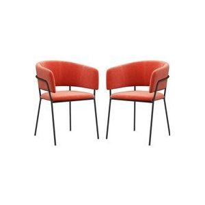 HOMCOM 2er-Set Esszimmerstühle, Küchenstühle mit Stahlbeinen, gepolsterter Sitz, für Esszimmer, Wohnzimmer, Küche, Maße 57L x 53B x 73H cm, Orange  Aosom