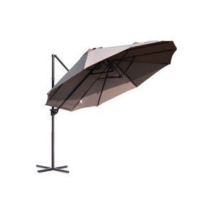 Outsunny Doppelsonnenschirm Ampelschirm Doppelschirm mit Kurbel Verstellbarer Gartenschirm Sonnenschutz Metall Braun 440 x 270 x 250 cm  Aosom