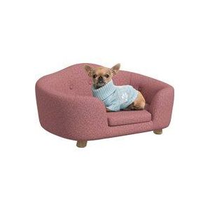 PawHut Hundebett Hundesofa Hundecouch Hundematte mit Kissen Rückentasche Plüsch Schaumstoff Kiefernholz Rosa 70 x 47 x 30 cm  Aosom
