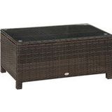 Outsunny Garten Beistelltisch Couchtisch aus wetterfestem Polyrattan, braun, 85x50x39cm, ideal für Terrasse & Balkon  Aosom.de