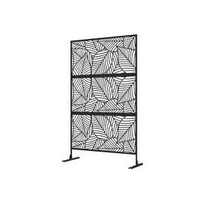 Outsunny Dekoratives Windschutzpaneel für den Außenbereich in Schwarz mit Blattmuster aus Metall - 122 x 45 x 198 cm, Schwarz  Aosom