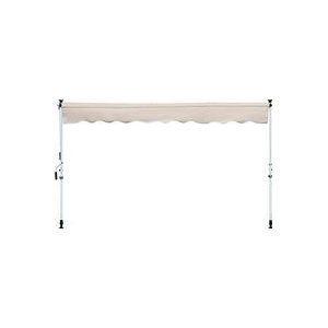 Outsunny Manueller ausziehbarer Markisenstore 4 x 1,2 m Sonnensegel ohne Bohren Einstellbare Neigung und Höhe Schnelle Installation Metall Alu Polyester UV-Schutz Creme  Aosom