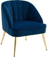 HOMCOM Ohrensessel Loungesessel Polstersessel mit Samtoptik, Relaxsessel, Sessel mit Stahlbeinen, Schminkstuhl, Dunkelblau, 65 x 64 x 77 cm  Aosom