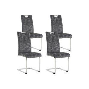 Esstisch Stühle, Set 4, mit hochwertiger Samtstoff, Rutschfest, ergonomisches Design, Einfache Montage, bis 150 kg, 44 × 57 × 101 cm, Dunkelgrau