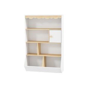 AIYAPLAY Kinderregal Bücherregal Kinderregal Kinderzimmer Aufbewahrungsregal mit 4 Regalen, 2 Fächern und Schrank, Kinderzimmerregal für Spielzimmer, Kinderzimmer, Krippe, Weiß  Aosom