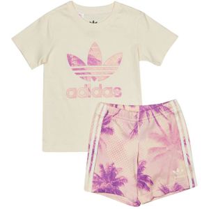 Adidas Aop Palm Trainingspakken Baby - Wit - Maat 87 - 92 CM - Katoen Jersey