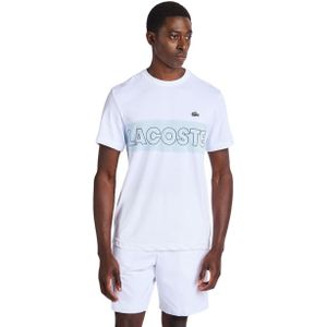 Lacoste Small Croc Logo Stripe T-shirts Heren - Wit - Maat S