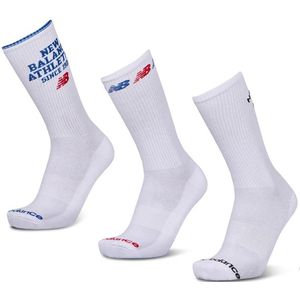 New Balance Crew 3 Pack Sokken Unisex - Wit - Maat 39-42 - Katoen
