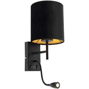 Smart wandlamp zwart met velvet kap incl. wifi A60 - Stacca