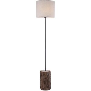 Landelijke vloerlamp hout met witte kap - Oriana