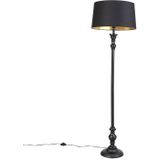 Vloerlamp met katoenen kap zwart met goud 45 cm - Classico