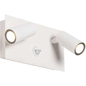 Buiten wandlamp wit incl. LED 2-lichts bewegingssensor- Simon