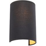 Moderne wandlamp zwart en goud - Simple Drum