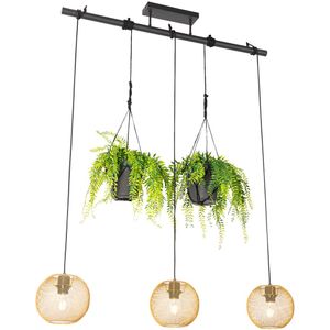 IndustriÃ«le hanglamp goud 3-lichts - Flor