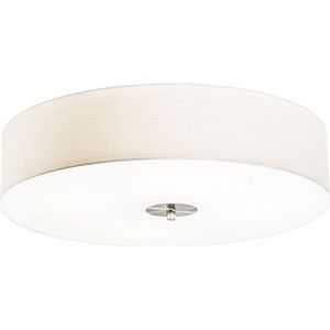 QAZQA Drum Jute - Moderne Plafondlamp met Kap - 4 Lichts - Ø 500 Mm - Wit