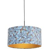Hanglamp met velours kap vlinders met goud 50 cm - Combi