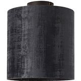 Plafondlamp mat zwart velours kap zwart 25 cm - Combi