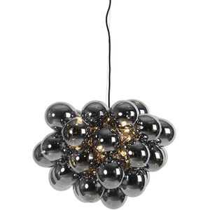 Art Deco hanglamp zwart met smoke glas 8-lichts - Uvas