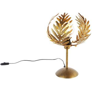 QAZQA botanica - Landelijke Tafellamp - 1 lichts - H 41 cm - Goud/messing - Woonkamers-sSlaapkamers-sKeuken