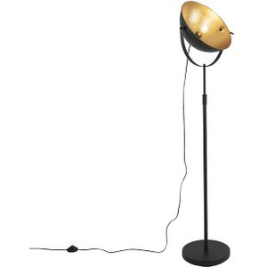 Vloerlamp zwart met goud 35 cm verstelbaar - Magnax