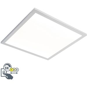 Vierkante plafondlamp chroom 45 cm incl. LED IP44 - Flat